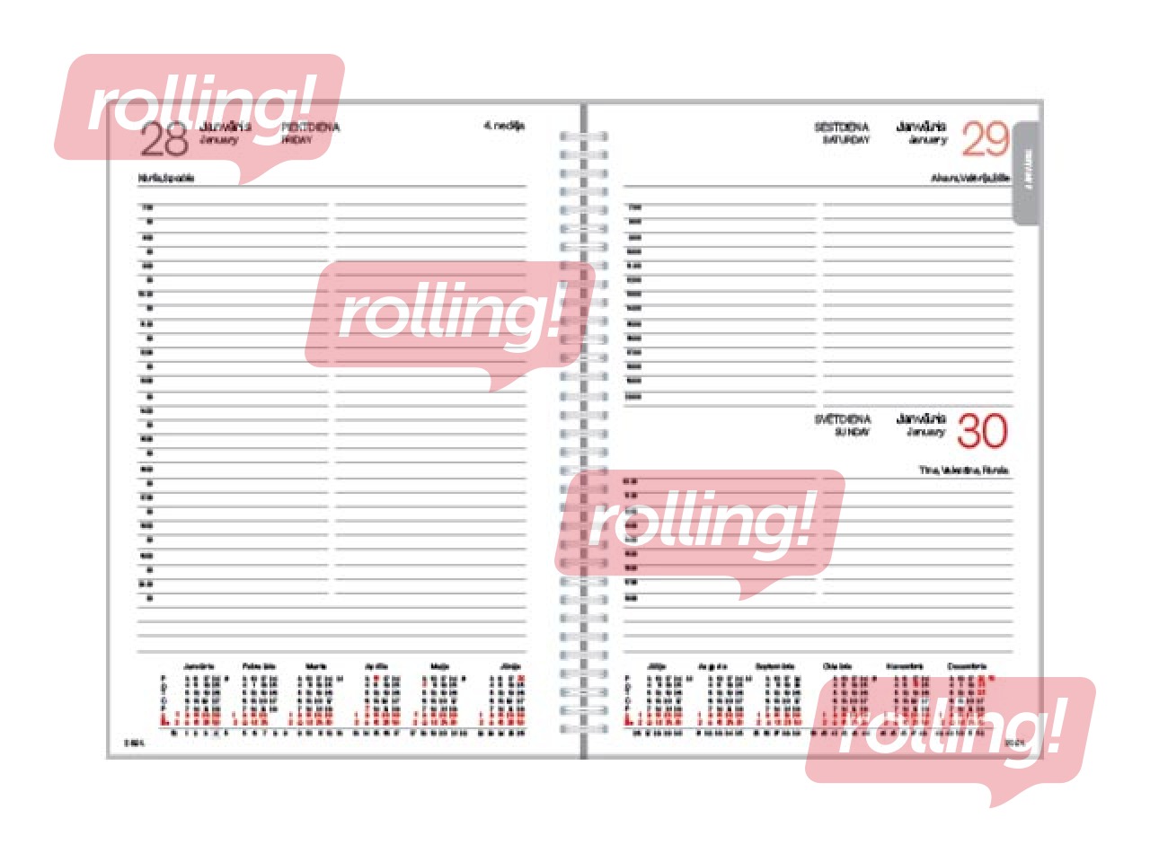 Dienasgrāmata Manager, A5, mākslīgā āda ar spirāli un pogu, pelēka