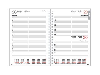 Dienasgrāmata Manager, A5, mākslīgā āda ar spirāli un pogu, pelēka