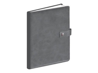 Dienasgrāmata Manager, A5, mākslīgā āda ar spirāli un pogu, pelēka