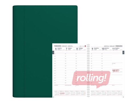 Dienasgrāmata VIP Spirex, A4, mākslīgā āda, tumši zaļa