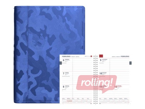 Dienasgrāmata Spirex Metallic, A5, mākslīgā āda, metāliski tumši zila