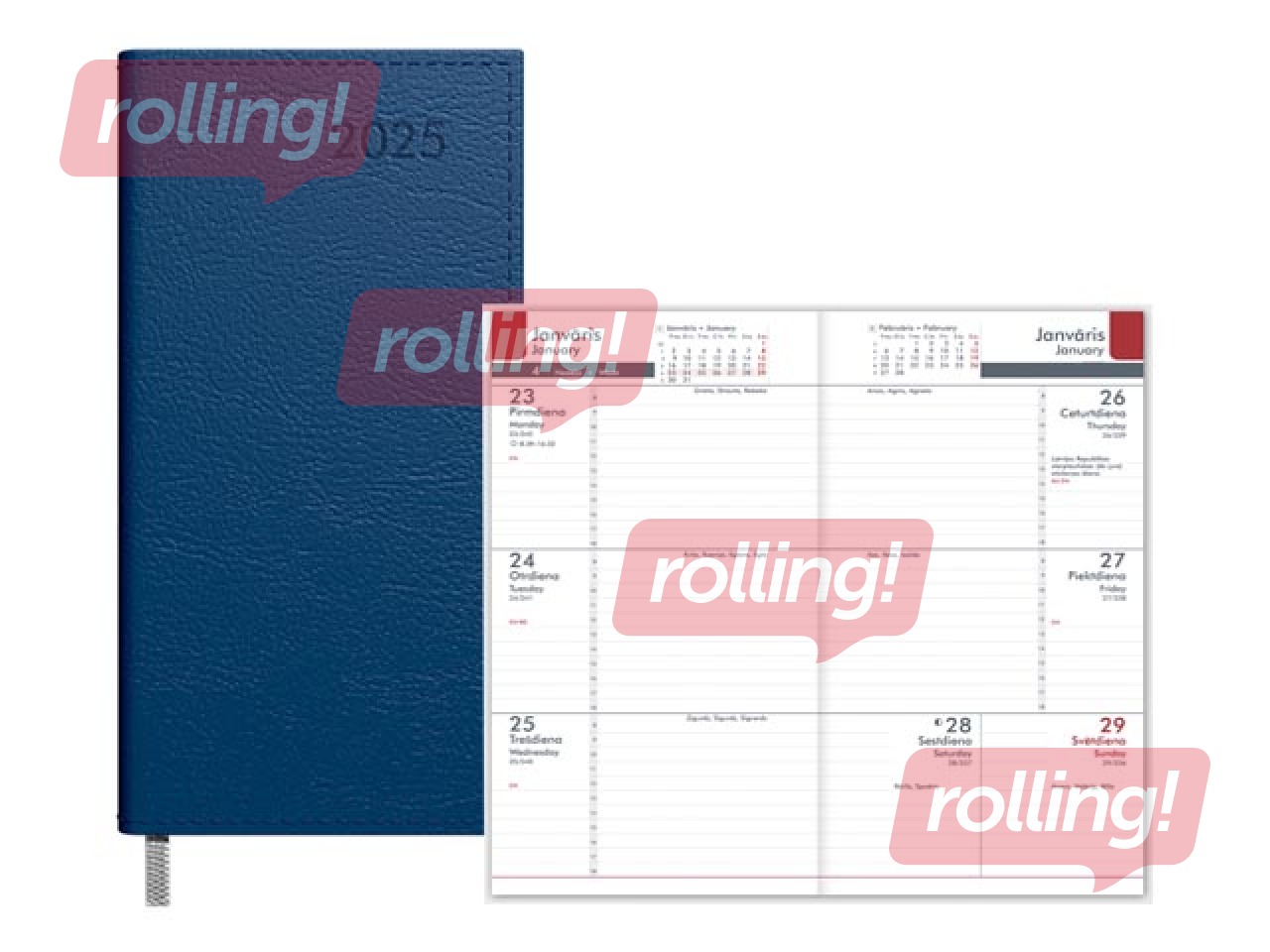 Kabatas kalendārs Midi, mākslīgā āda, tumši zils