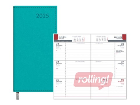 Kabatas kalendārs Midi, mākslīgā āda, tirkīza