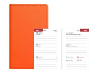 Kabatas kalendārs Mini A8, mākslīgā āda, oranža