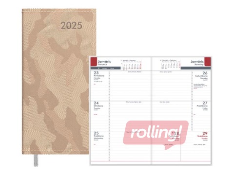 Kabatas kalendārs Midi, mākslīgā āda, metāliski bēša