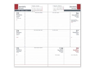 Kabatas kalendārs Midi, mākslīgā āda, sarkans