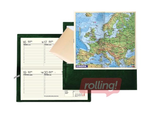 Kabatas kalendārs Lady ar apvāku, āda, zaļš