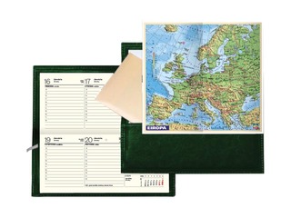 Kabatas kalendārs Lady ar apvāku, āda, zaļš