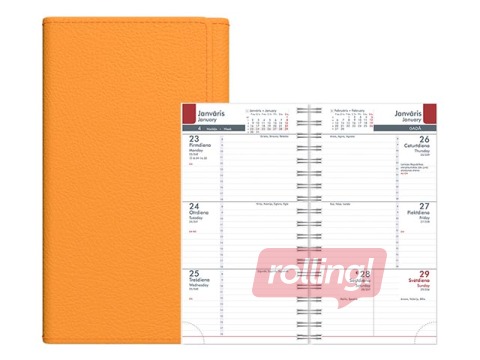 Kabatas kalendārs Midiplan, mākslīgā āda, oranžs