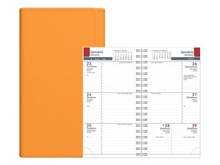 Kabatas kalendārs Midiplan, mākslīgā āda, oranžs