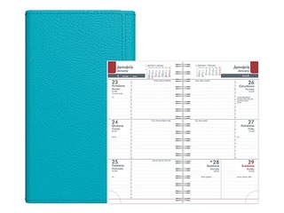 Kabatas kalendārs Midiplan, mākslīgā āda, tirkīza