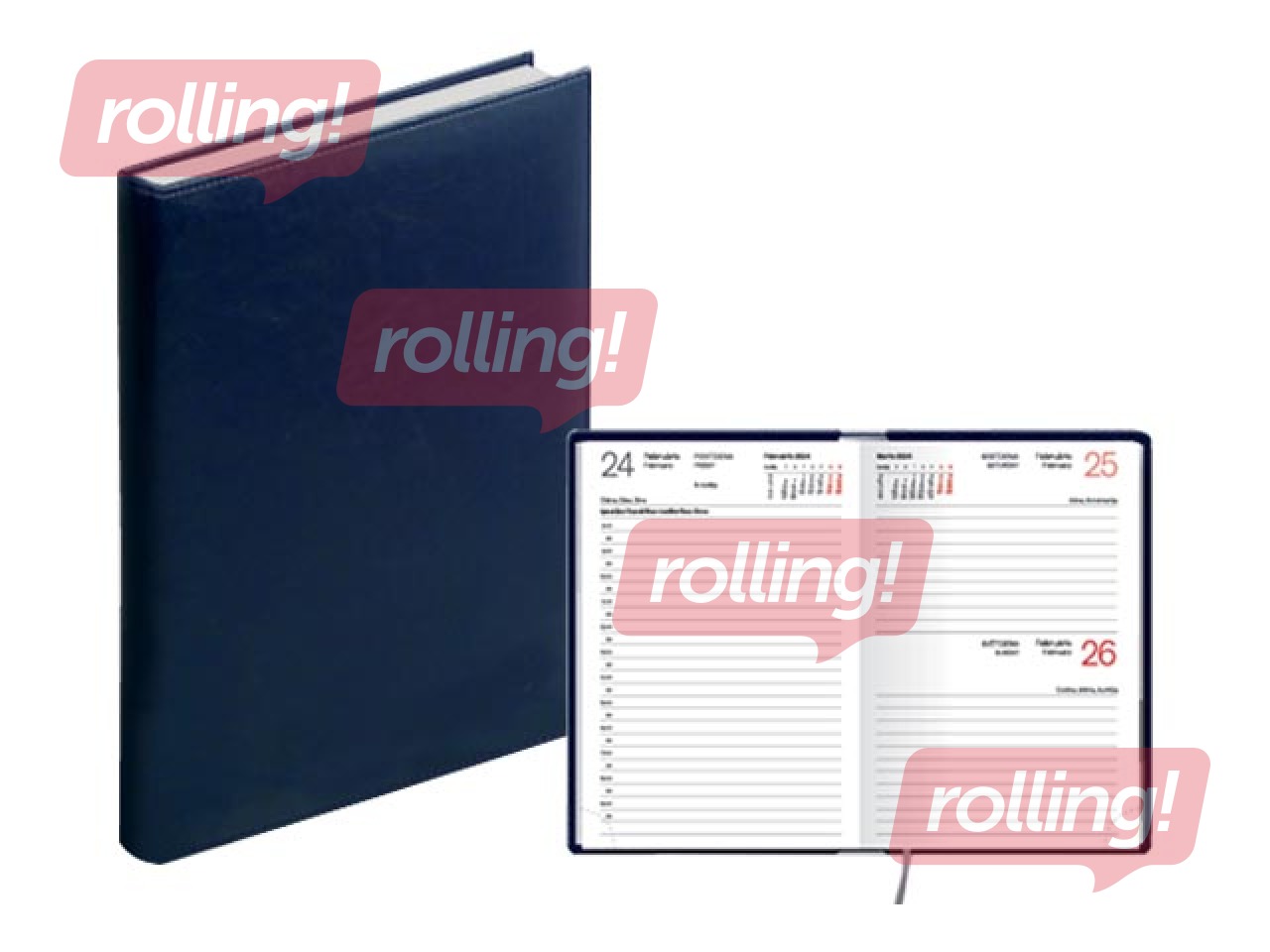 Kabatas kalendārs Mono, A6, āda, zils
