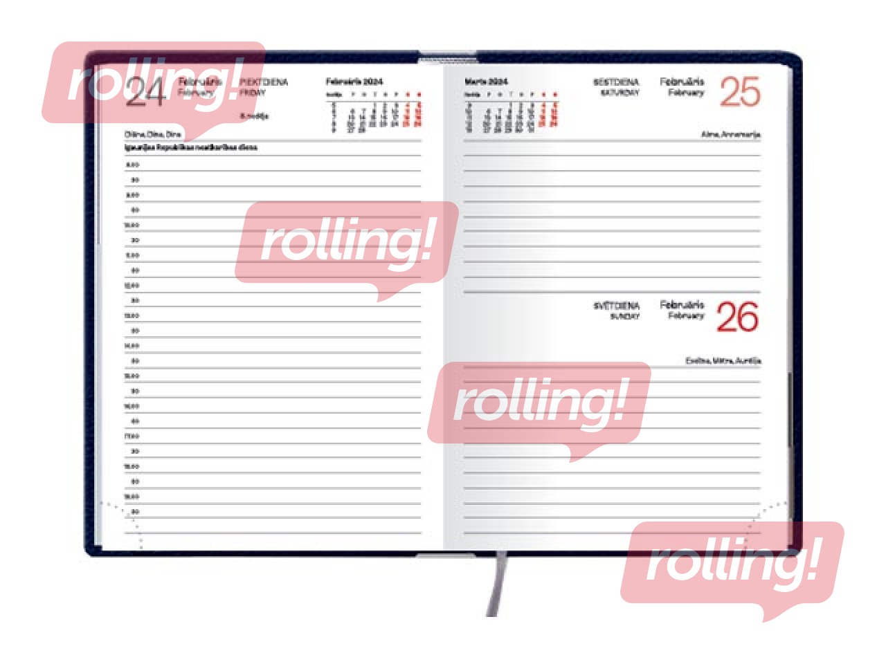 Kabatas kalendārs Mono, A6, āda, zils