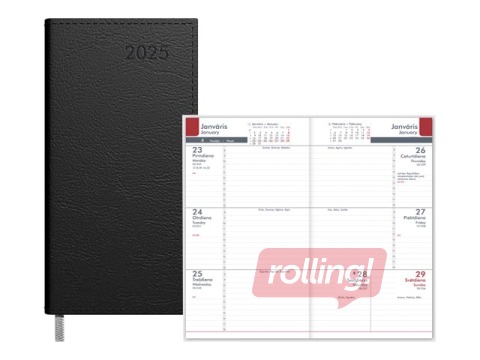 Kabatas kalendārs Midi, mākslīgā āda, melns