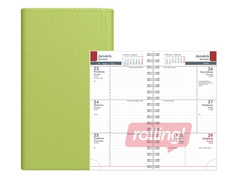 Kabatas kalendārs Midiplan, mākslīgā āda, gaiši zaļš