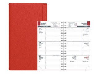 Kabatas kalendārs Midiplan, mākslīgā āda, sarkans