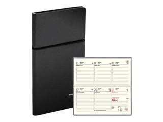 Kabatas kalendārs Lady, elastīgie ādas vāki, melns