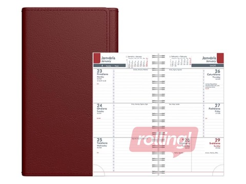 Kabatas kalendārs Midiplan, bordo