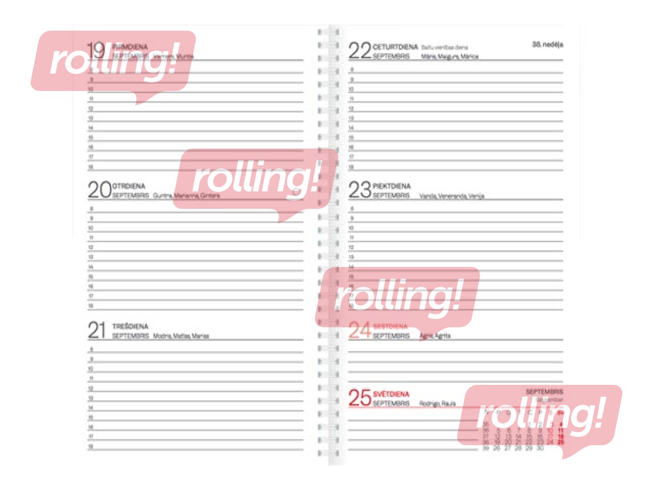 Kabatas kalendārs Pocket, mākslīgā āda, ar spirāli, zils