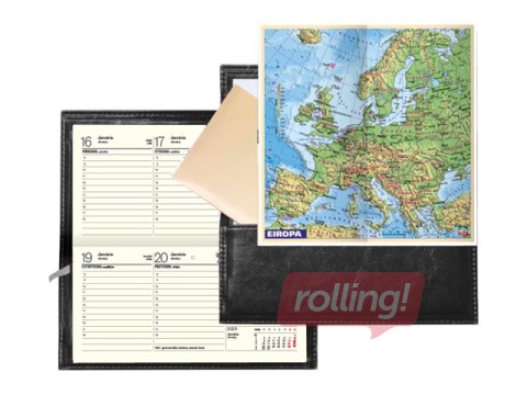 Kabatas kalendārs Lady ar apvāku, āda, melns