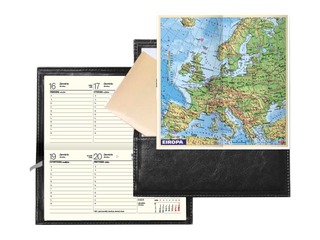 Kabatas kalendārs Lady ar apvāku, āda, melns