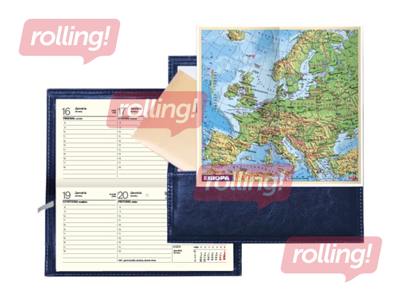 Kabatas kalendārs Lady ar apvāku, āda, zils