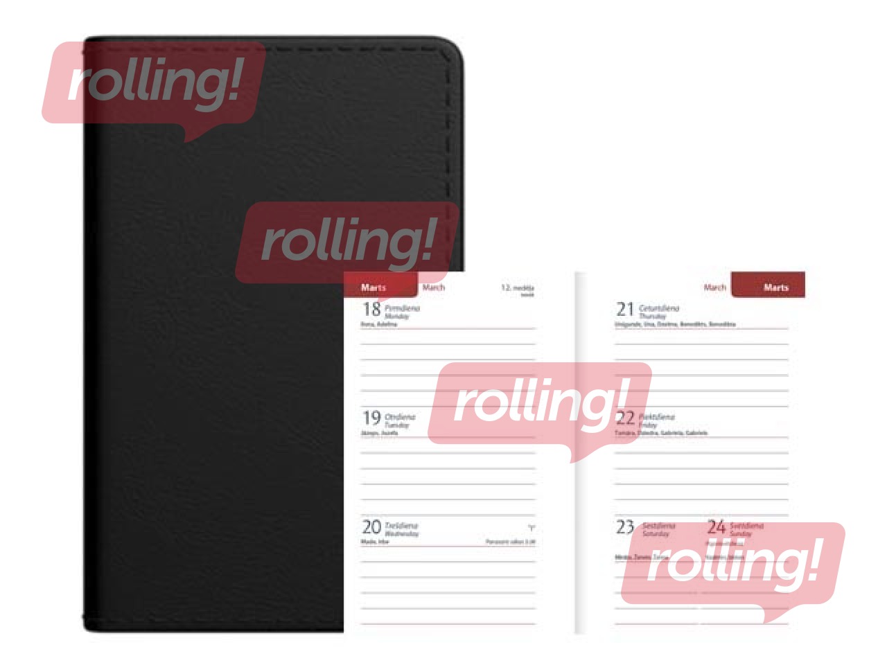 Kabatas kalendārs Mini A8, mākslīgā āda, melns