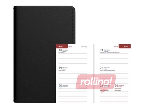 Kabatas kalendārs Mini A8, mākslīgā āda, melns