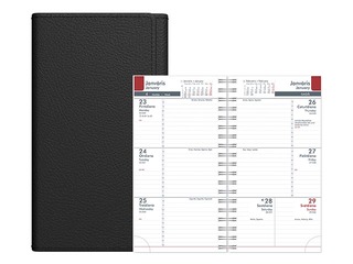 Kabatas kalendārs Midiplan, mākslīgā āda, melns