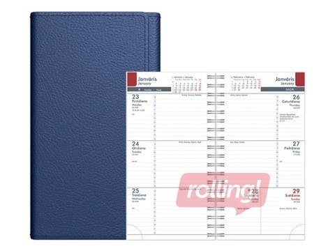 Kabatas kalendārs Midiplan, mākslīgā āda, tumši zils