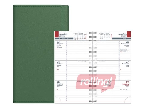 Kabatas kalendārs Midiplan, mākslīgā āda, tumši zaļš