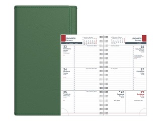 Kabatas kalendārs Midiplan, mākslīgā āda, tumši zaļš