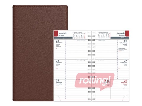 Kabatas kalendārs Midiplan, mākslīgā āda, tumši brūns