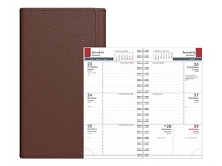 Kabatas kalendārs Midiplan, mākslīgā āda, tumši brūns