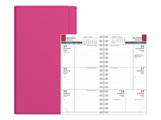 Kabatas kalendārs Midiplan, mākslīgā āda, aveņu sarkans