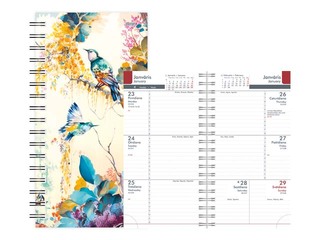 Kabatas kalendārs Midi Spiral Design, Blue Bird