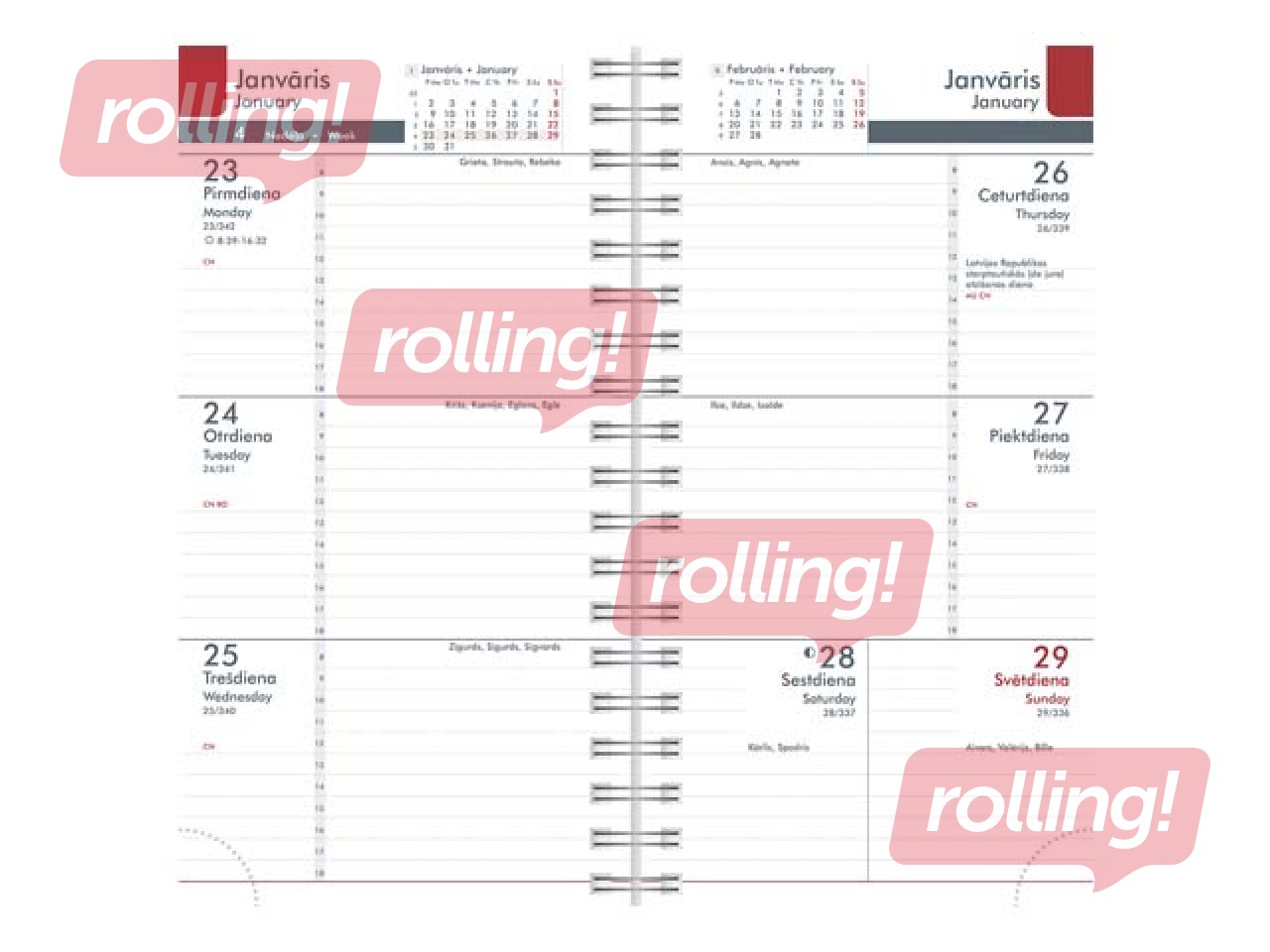 Kabatas kalendārs Midi Spiral Design, Blue Bird