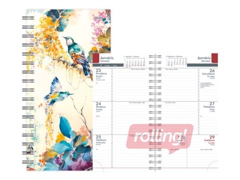 Kabatas kalendārs Midi Spiral Design, Blue Bird