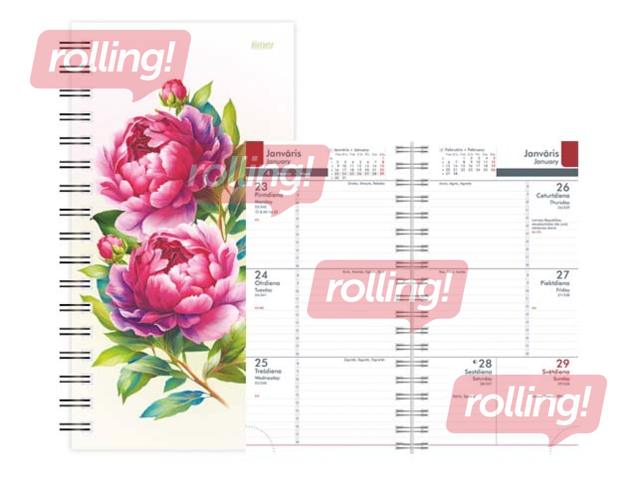 Kabatas kalendārs Midi Spiral Design, Paula