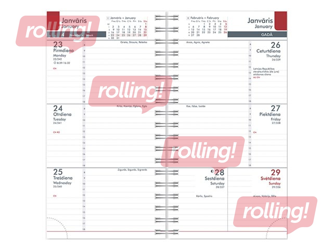 Kabatas kalendārs Midi Spiral Cardboard, lilac 