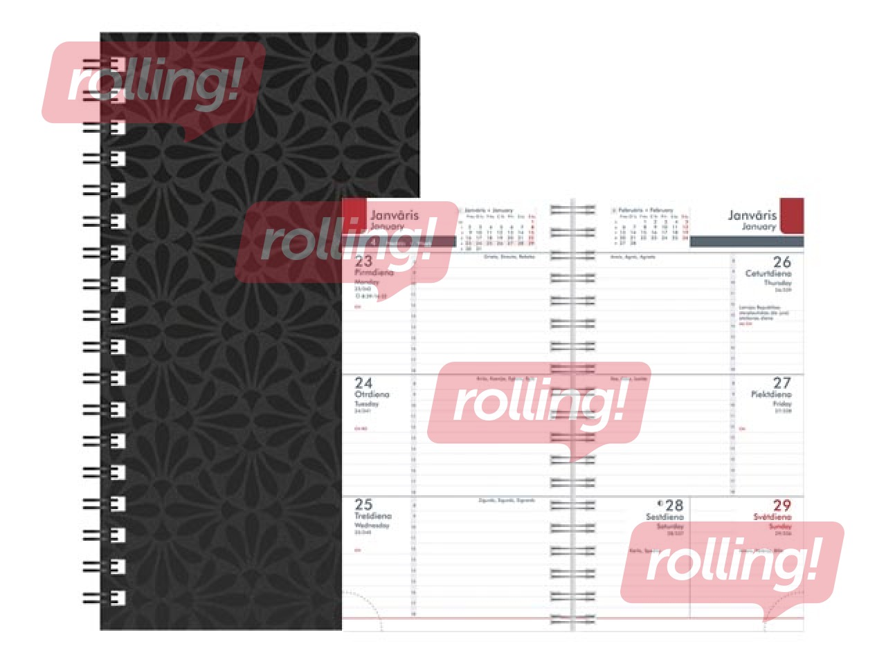 Kabatas kalendārs Midi Spiral Cardboard, black 