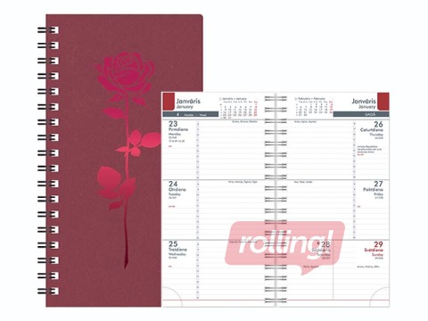 Kabatas kalendārs Midi Spiral Cardboard, red 