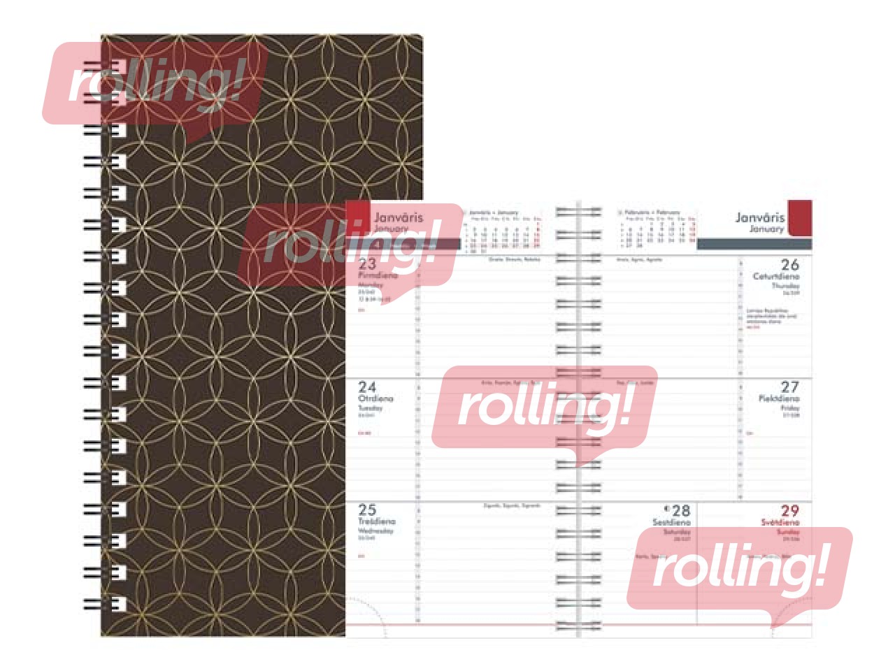 Kabatas kalendārs Midi Spiral Cardboard, dark brown 