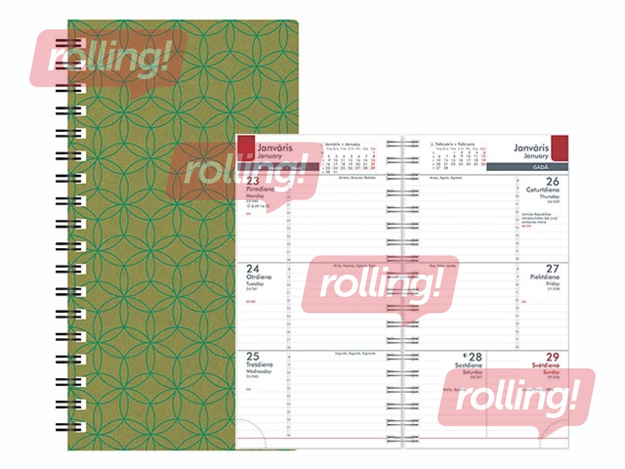 Kabatas kalendārs Midi Spiral Cardboard, green 