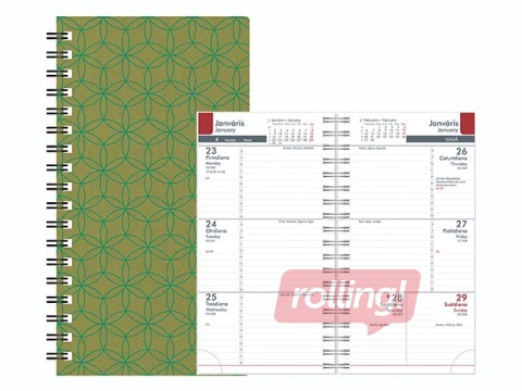 Kabatas kalendārs Midi Spiral Cardboard, green 