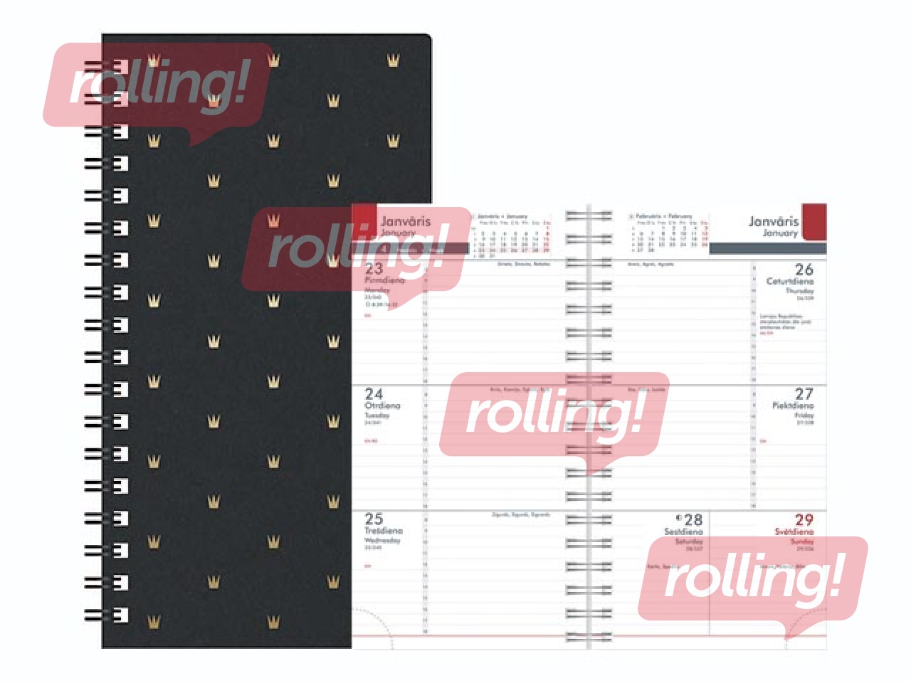 Kabatas kalendārs Midi Spiral Cardboard, black 