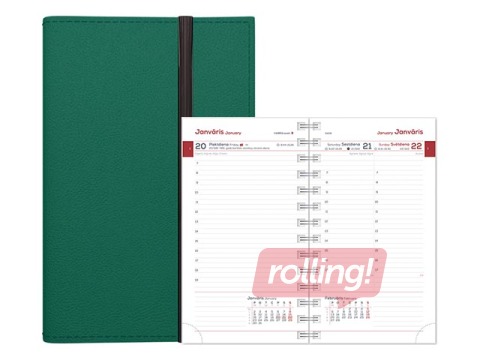 Kabatas kalendārs Midi Flex Diena, tumši zaļa