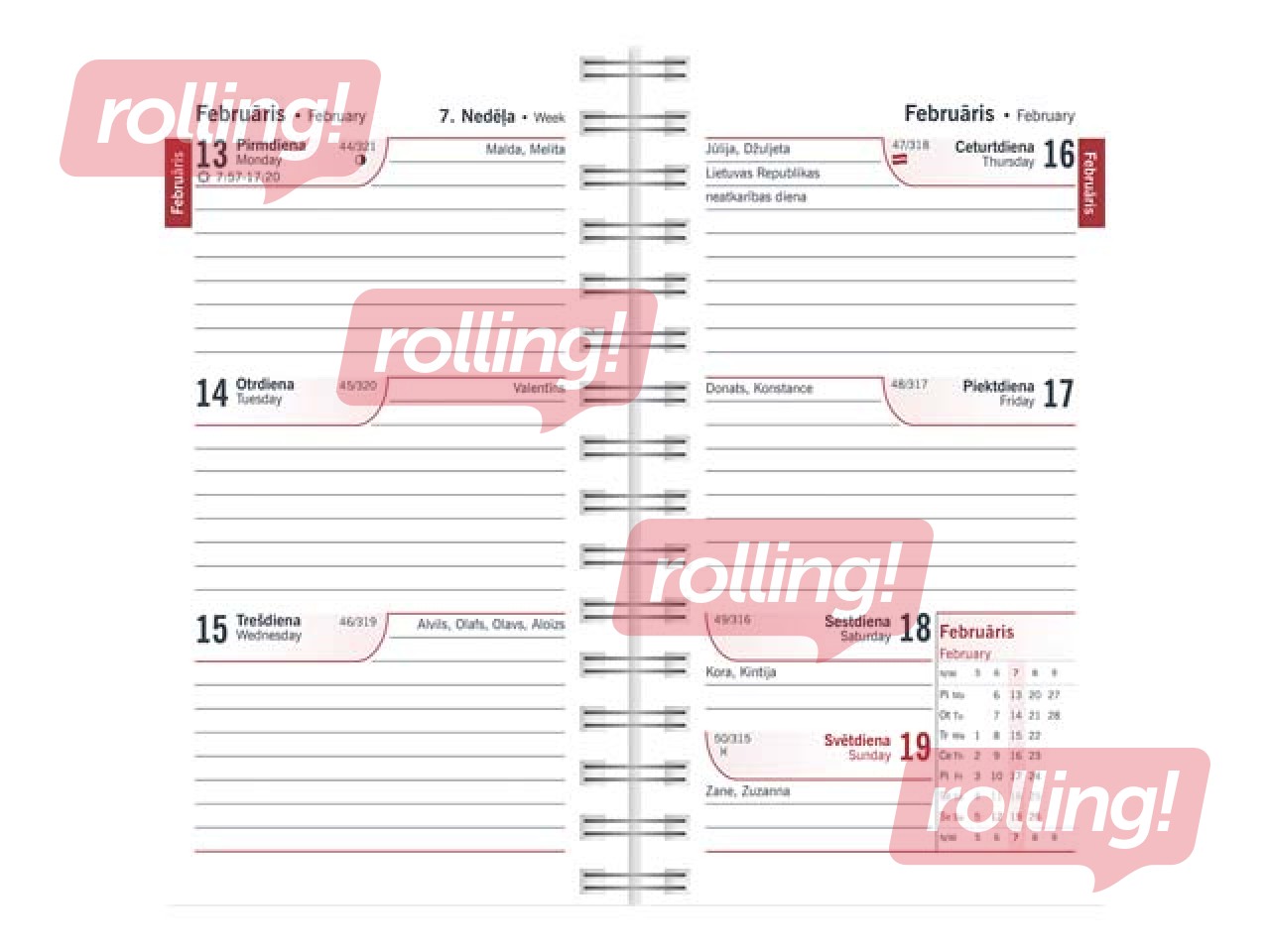 Kabatas kalendārs Mini Spiral Design, Miree