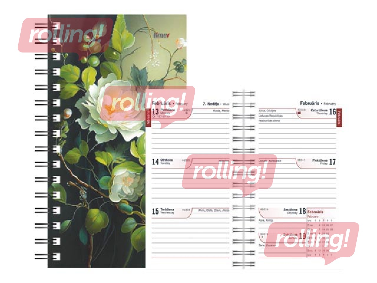 Kabatas kalendārs Mini Spiral Design, Bianca