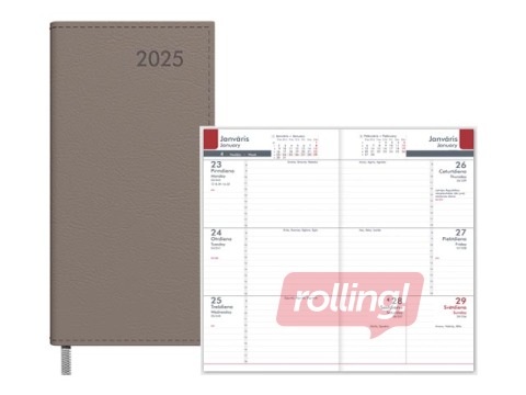 Kabatas kalendārs Midi, mākslīgā āda, pelēka